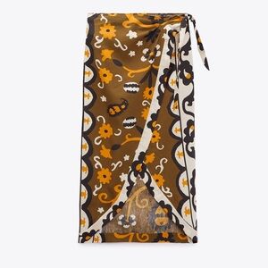 Zara Linen blend Pareo Skirt - size Small